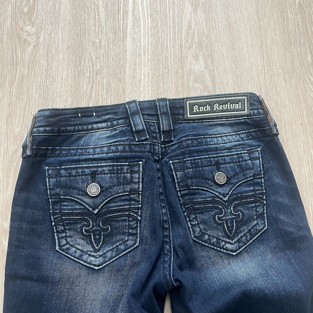 Rock Revival Alivia Jeans Womens 28 Mid Rise Skinny Country Blue Cowgirl